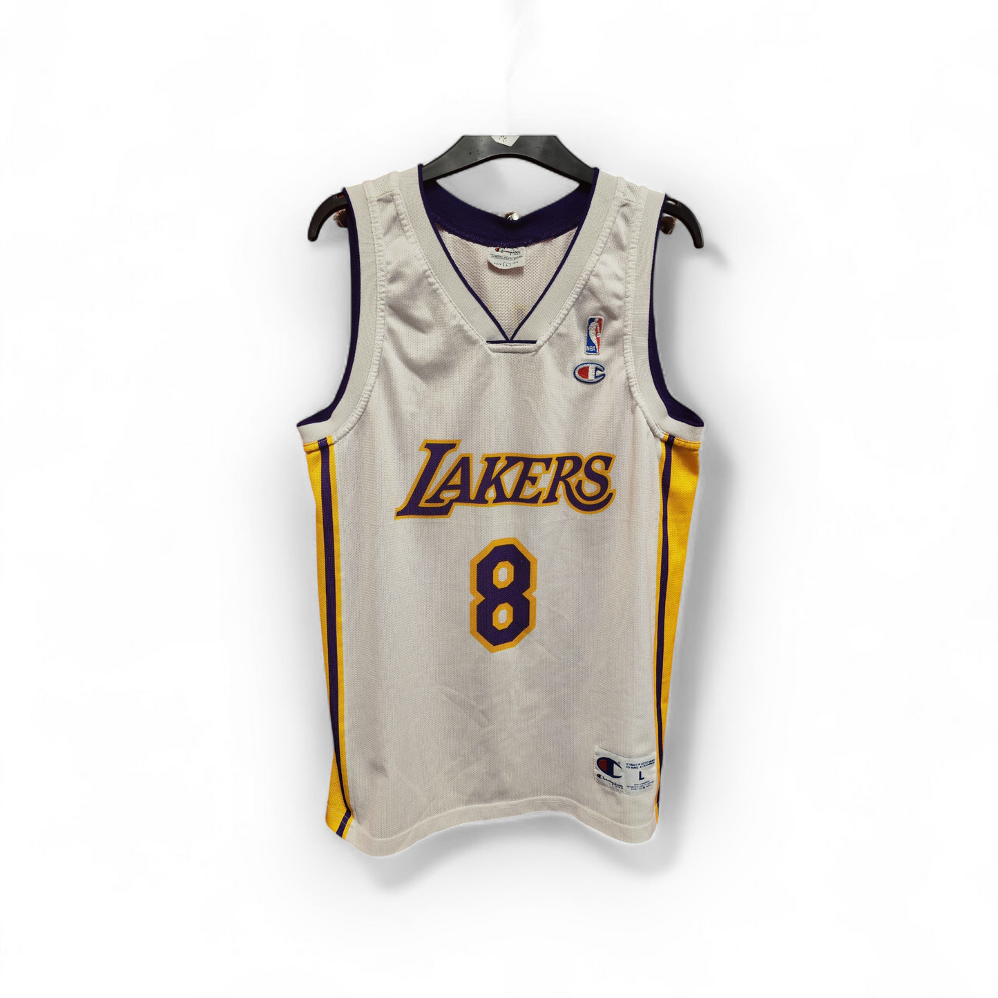 Champion Los Angeles Lakers NBA Jersey, #8 Bryant, White, Size Large