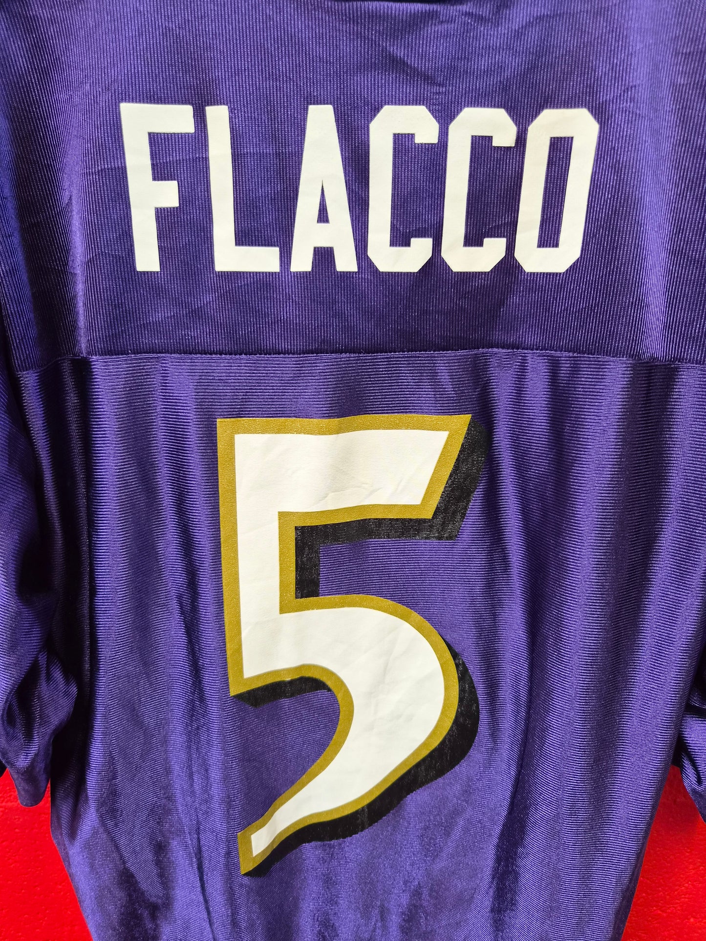 NFL Apparel Baltimore Ravens Jersey, #5 Flacco, Purple, Size XL