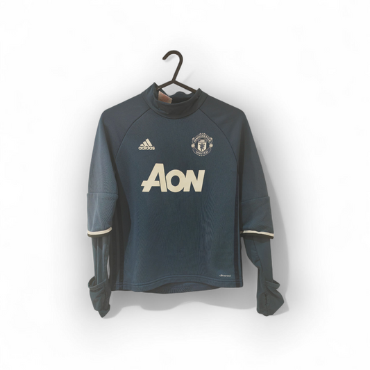 Youth Adidas Manchester United Long Sleeve Training Sweatshirt, Grey, 9-10 Years