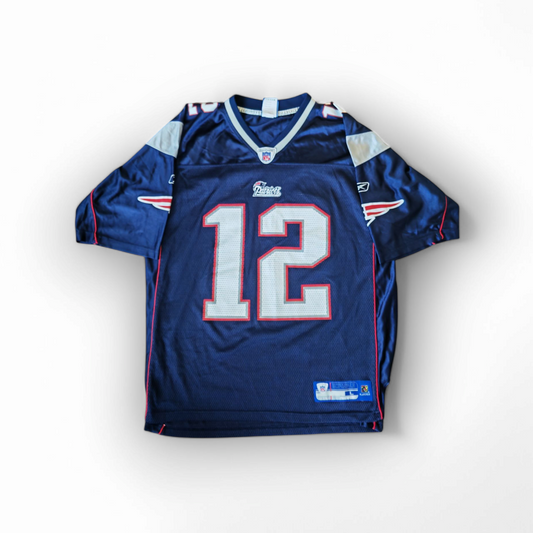 Reebok New England Patriots NFL Jersey, #12 Brady, Navy, Size Large