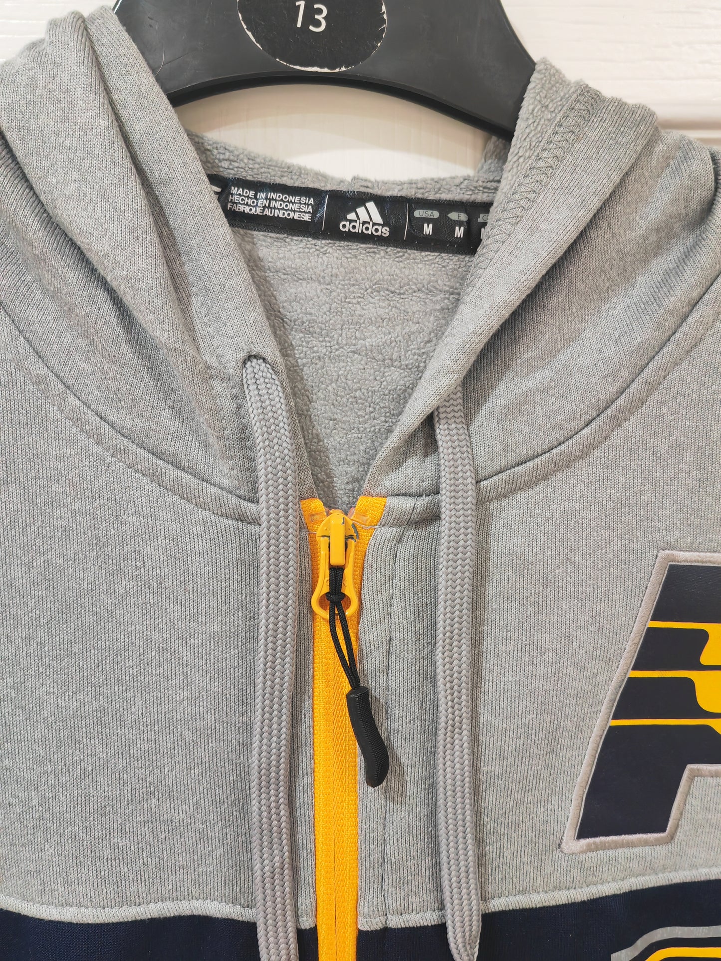 Adidas Indiana Pacers NBA Full Zip Hoodie, Navy/Grey, Size Medium