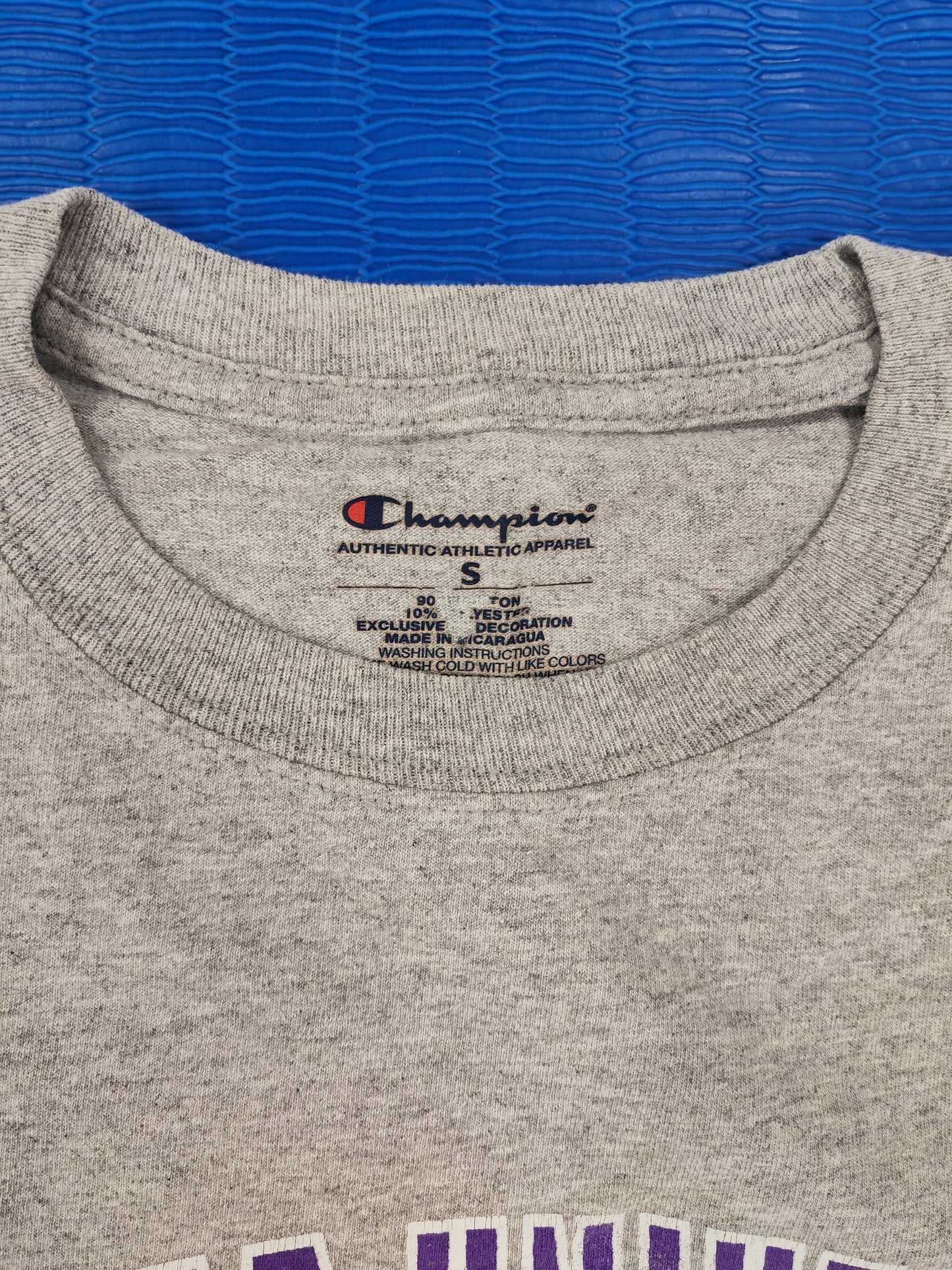 Champion Rockford University Soccer Shirt Sleeve T Shirt, Grey, Size Small