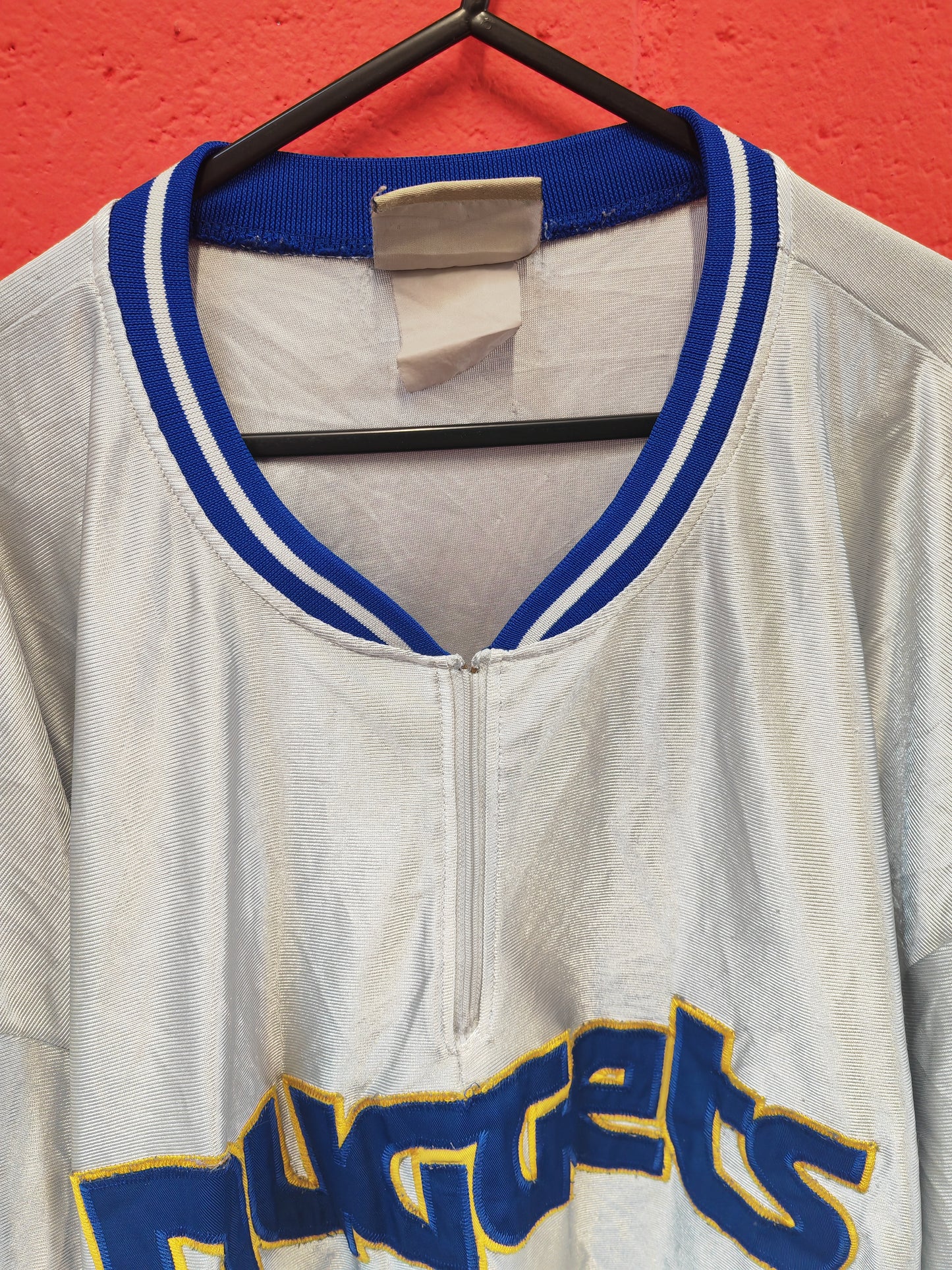 Majestic Denver Nuggets Short Sleeve Warm Up Jersey, Grey/Blue, Size XXL