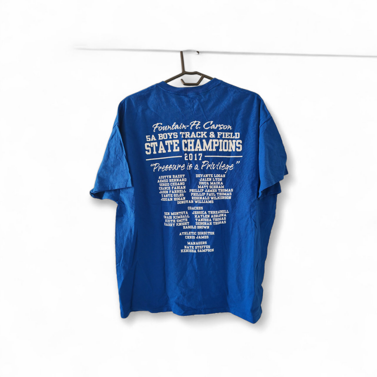 Gildan Colorado State Track & Field Short Sleeve T Shirt, Blue, Size XL