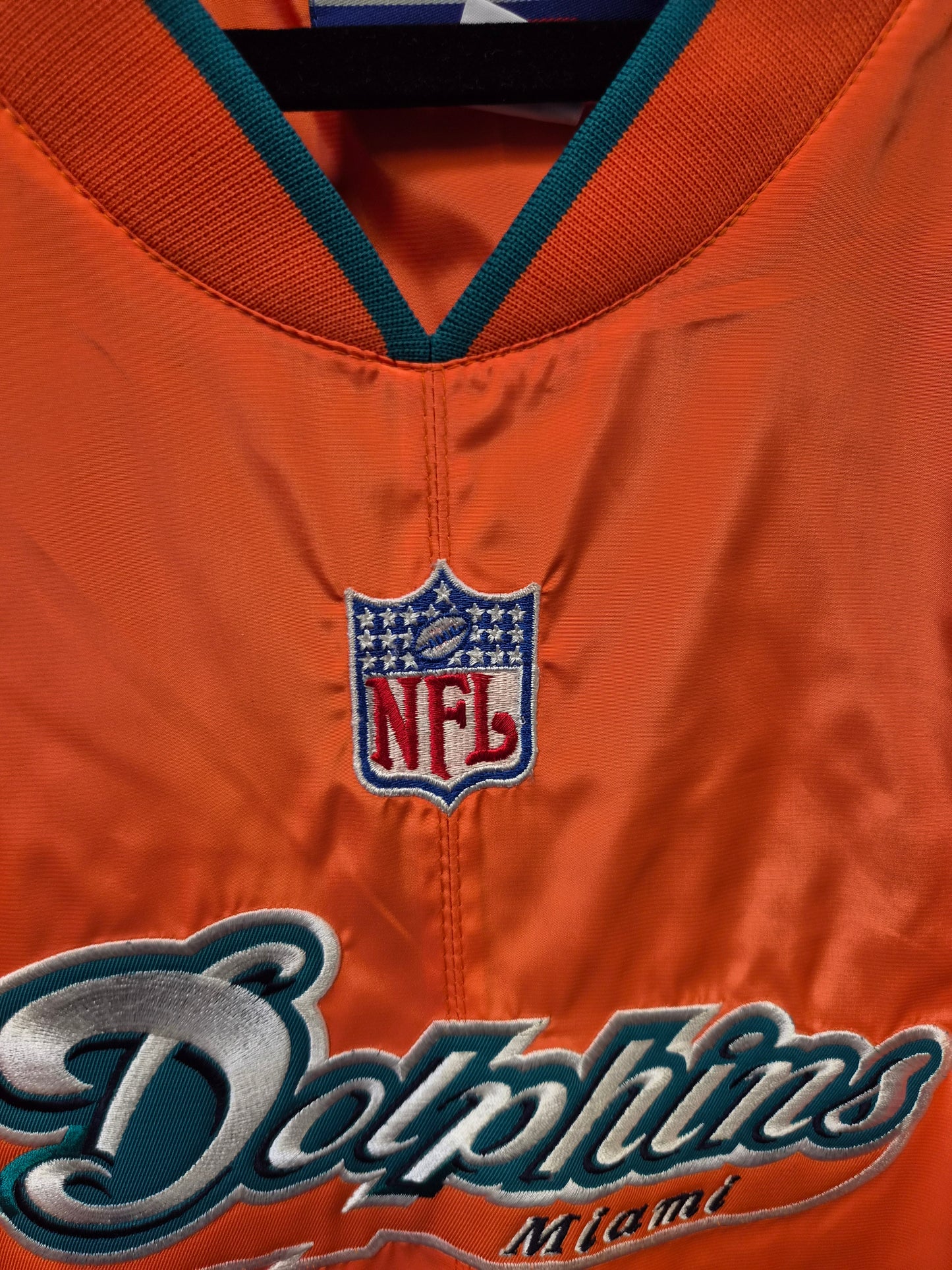 Reebok Miami Dolphins Long Sleeve Pullover Windreaker Jacket, Orange, Size XXL