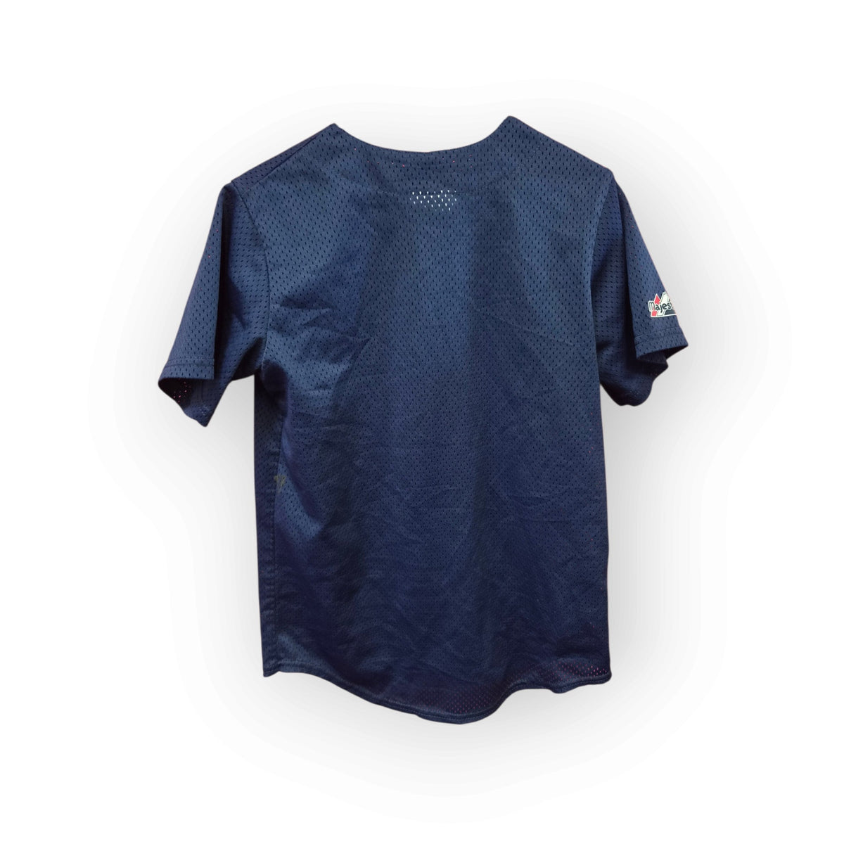 Youth Majestic Atlanta Braves MLB Baseball Jersey, Navy, Size YL