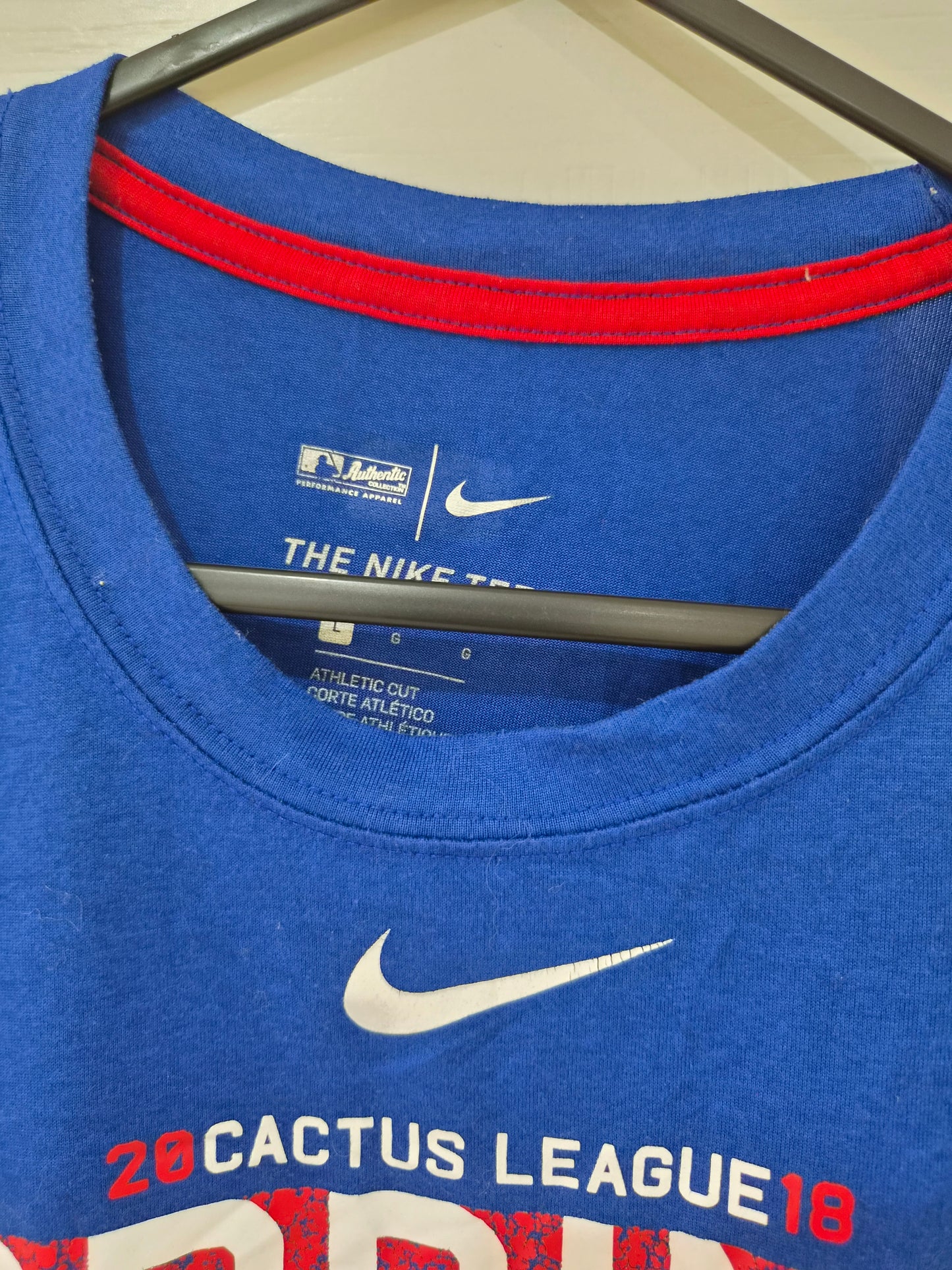 Nike Dri-fit Chicago Cubs MLB 2018 Spring Training T Shirt, Blue, Size Large