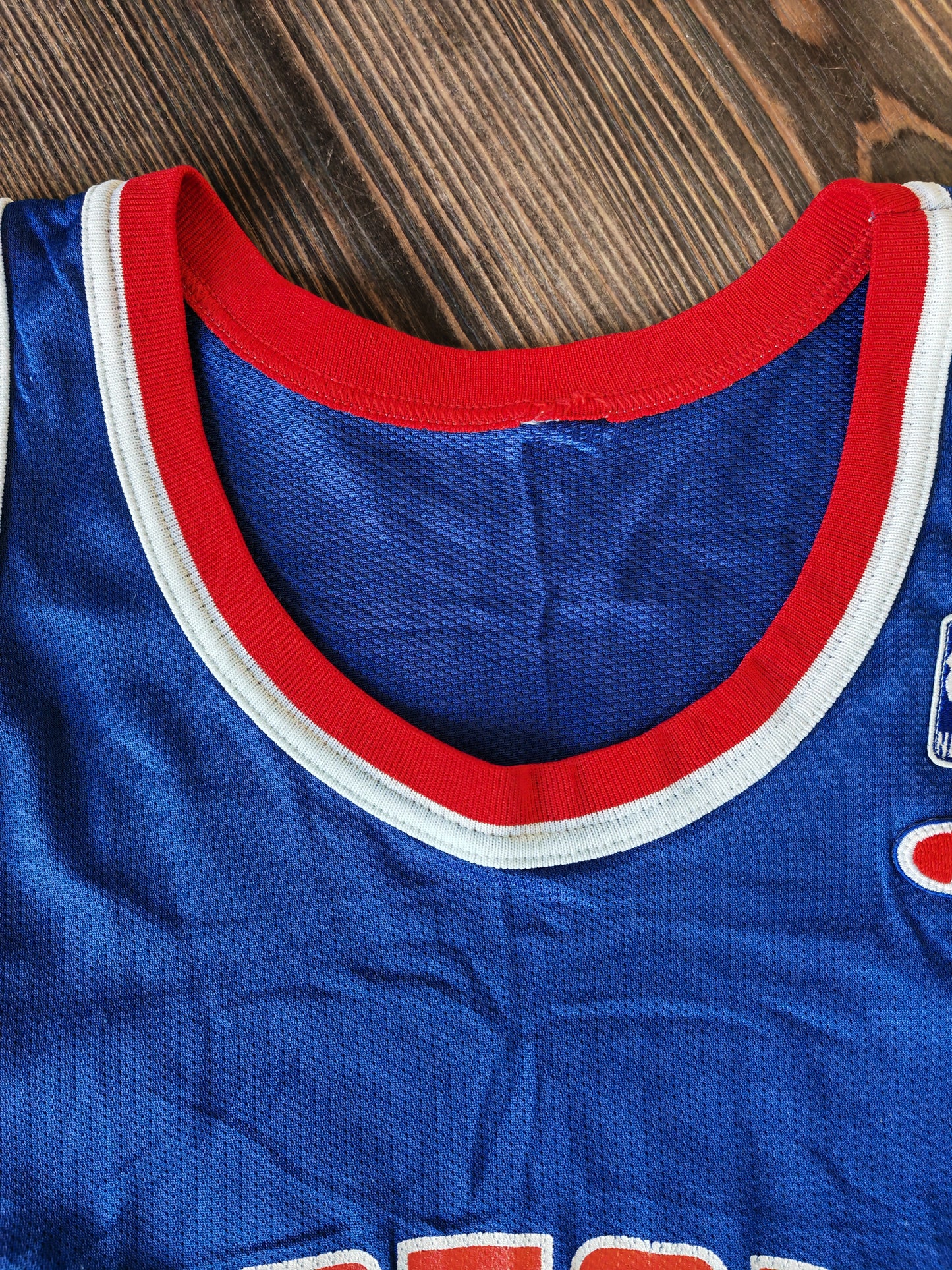 Champion Detroit Pistons NBA Basketball Jersey, #33 Hill, Blue, Size Large