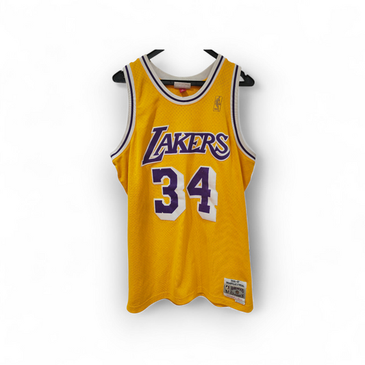 Mitchell & Ness Los Angeles Lakers 1996-97 Jersey, #34 O'Neal, Yellow, Size Large