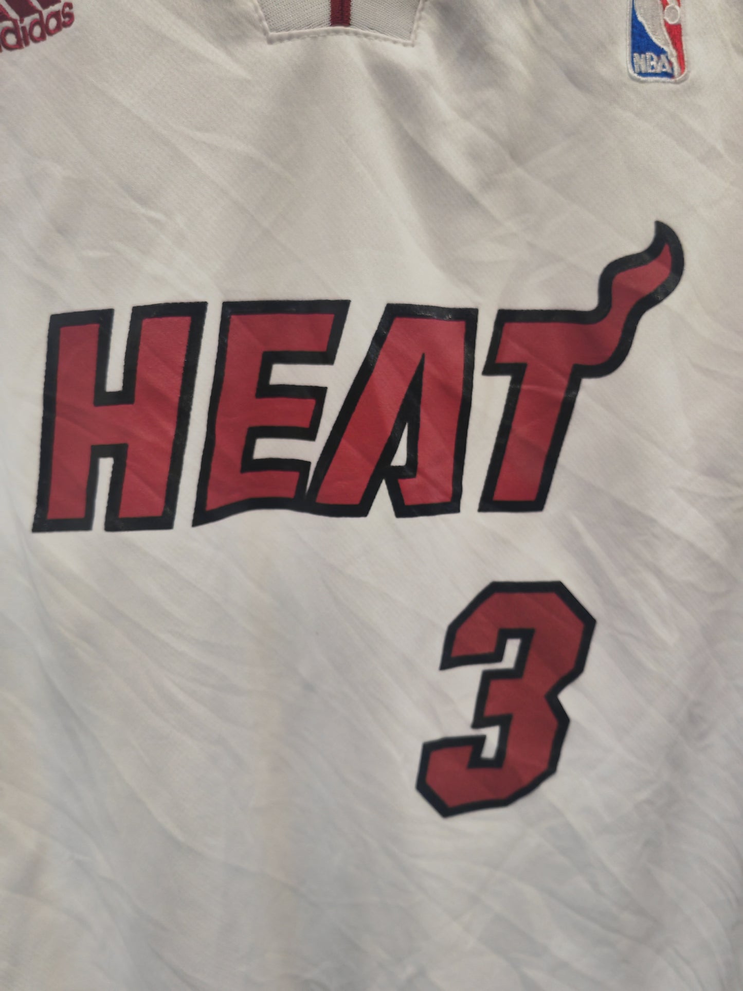 Youth Adidas Miami Heat NBA Jersey, #3 Wade, White, Size YL