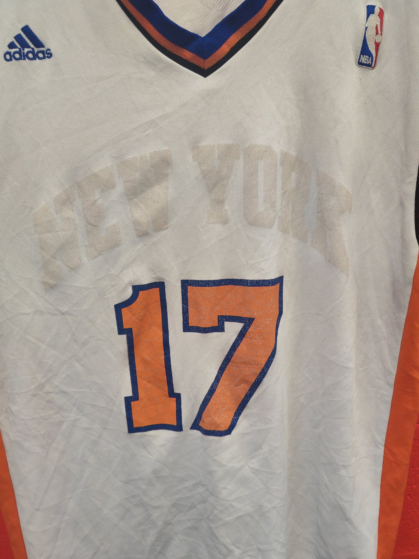 Adidas New York Knicks NBA Basketball Jersey, #17 Lin, White, Size Small
