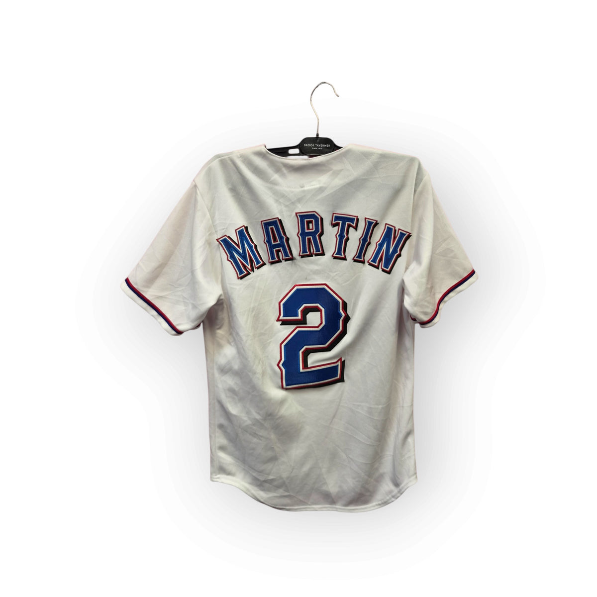 Majestic Texas Rangers MLB Baseball Jersey, #2 Martin, White, Size S