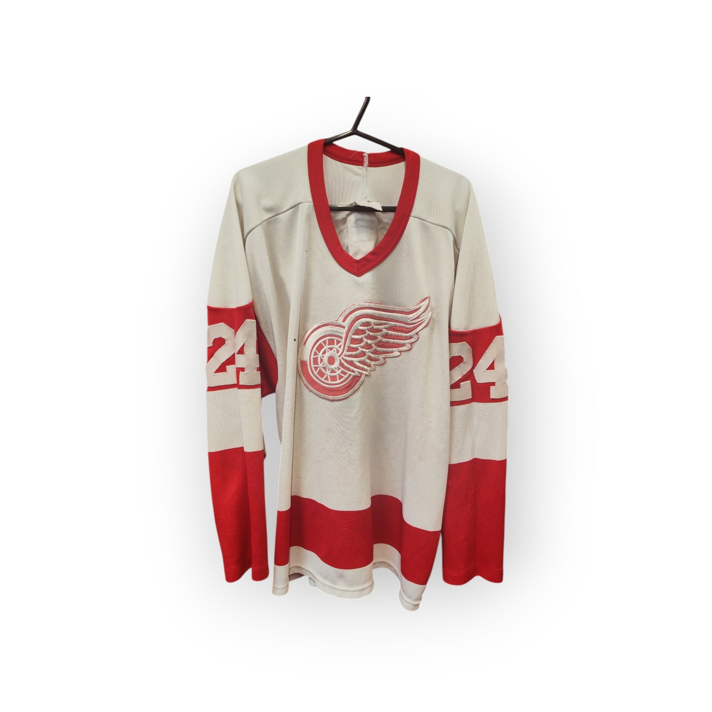 CCM Detroit Red Wings NHL Jersey, #24 Probert, White/Red, Size Small