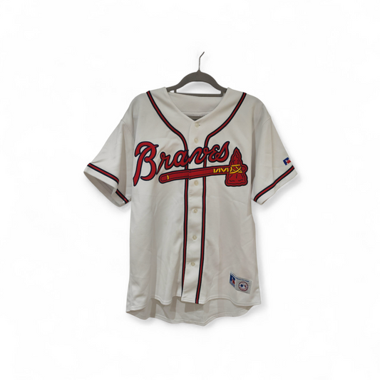 Russell Athletic Atlanta Braves Baseball Jersey, White, Size Medium