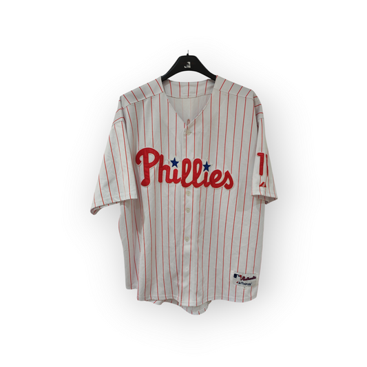 Majestic Philadelphia Phillies MLB Baseball Jersey, #11 Rollins, White, Size 54, XL/XXL