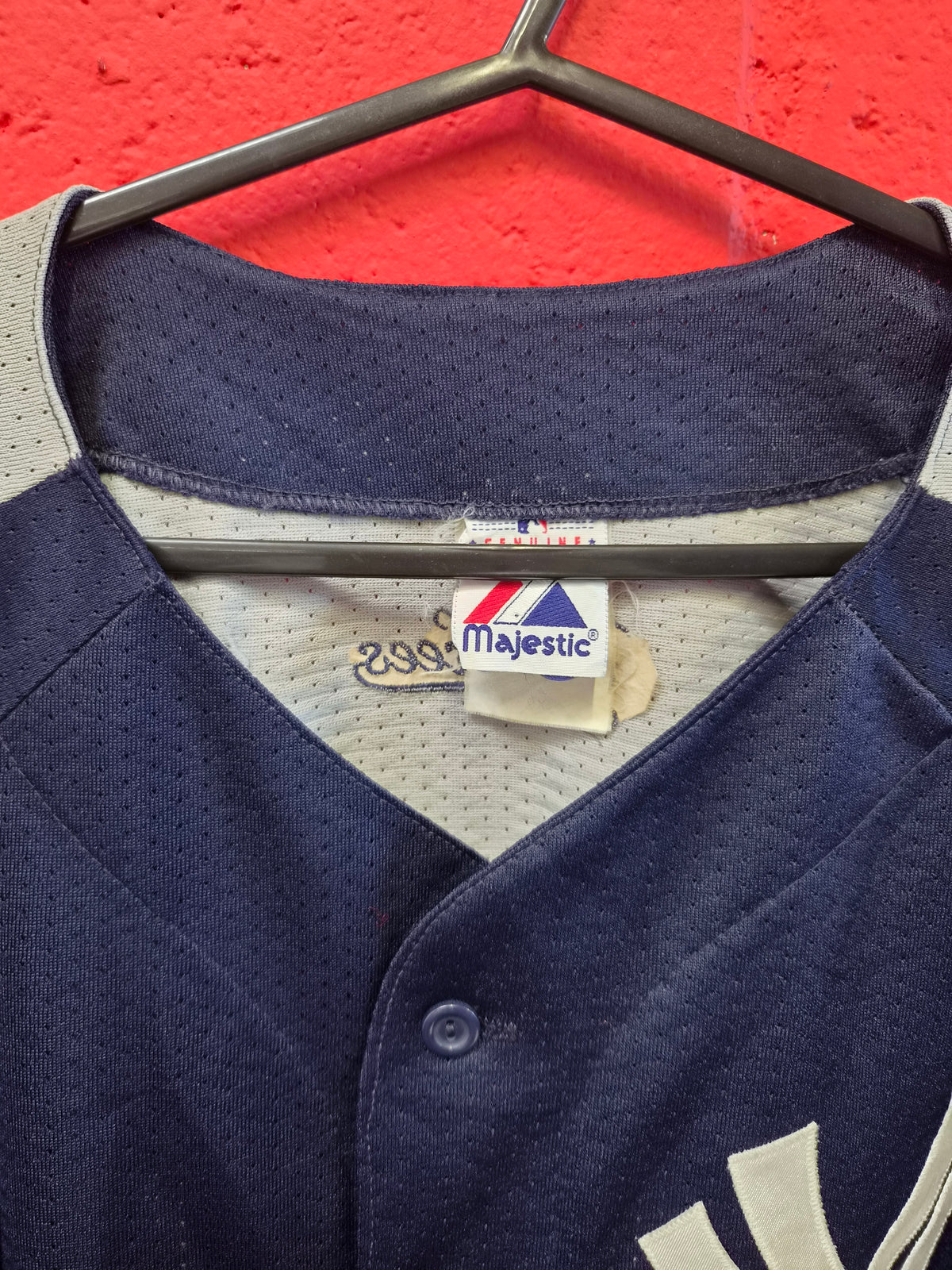 Majestic New York Yankees MLB Baseball Jersey, Navy/Grey, Size XXL