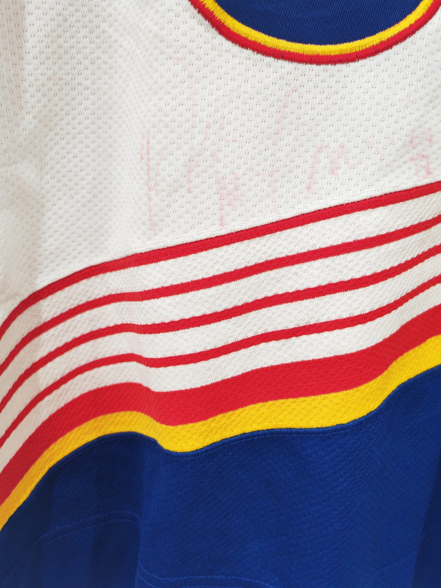 Youth Starter St. Louis Blues NHL Jersey, Signed, White/Blue, Size YL/XL