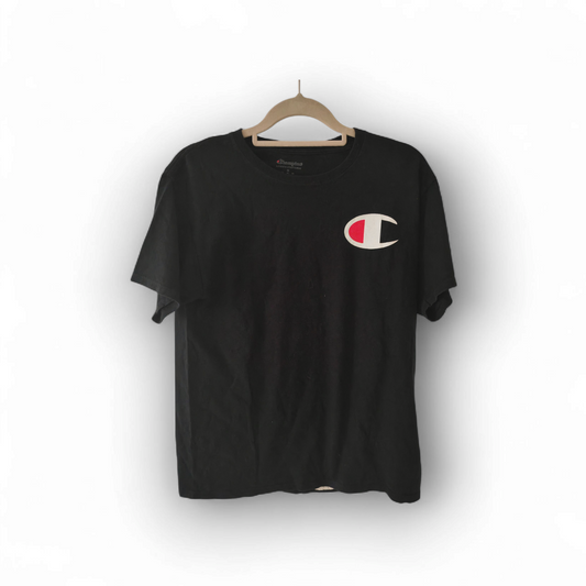 Champion Small Logo Short Sleeve T Shirt, Black, Size Medium