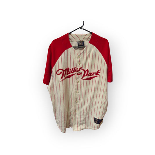 Majestic Milwaukee Brewers, Miller Park Baseball Jersey, Off White/Red, Size XL