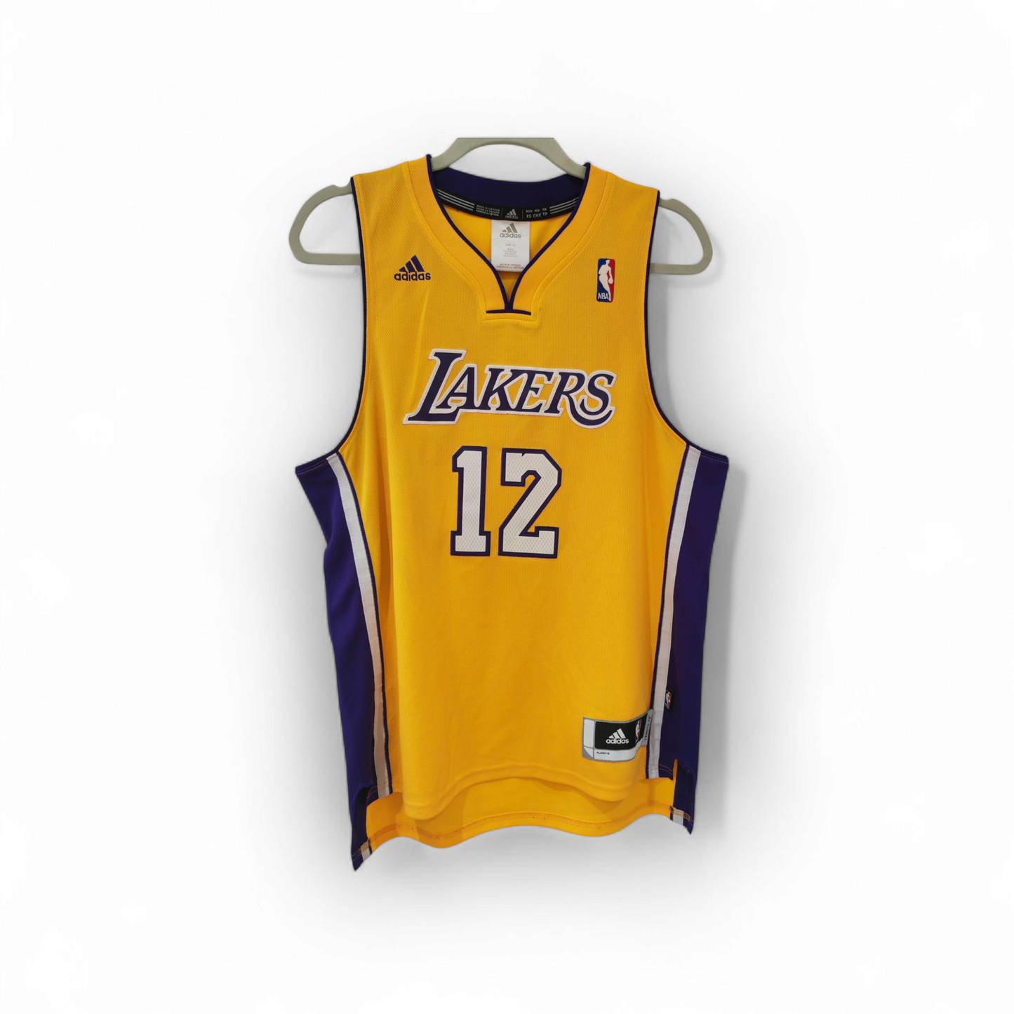 Adidas Los Angeles Lakers NBA Jersey, #12 Howard, Yellow, Size XS +2 Length