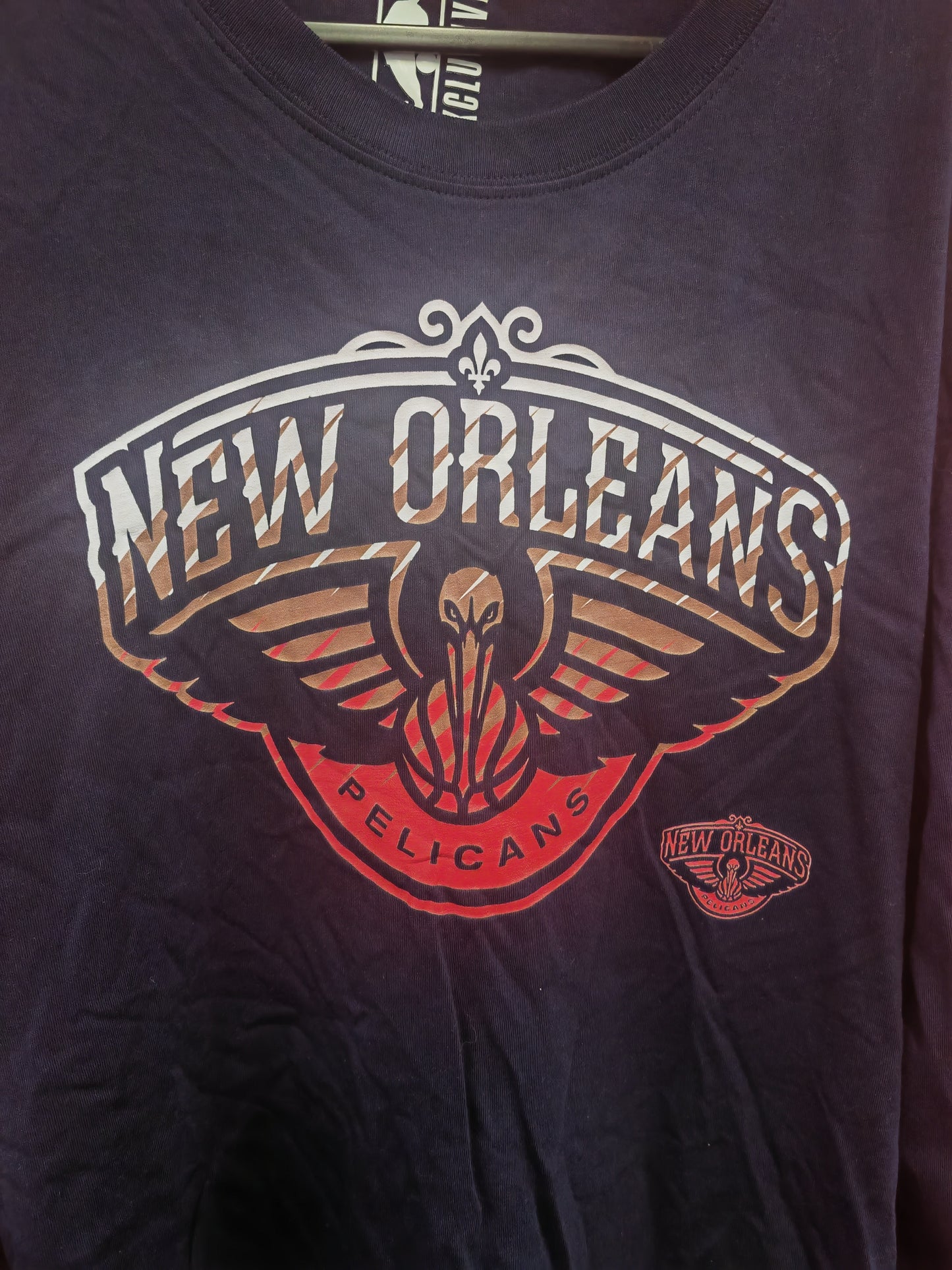 NBA New Orleans Pelicans Long Sleeve T Shirt, Navy Blue, Size Medium