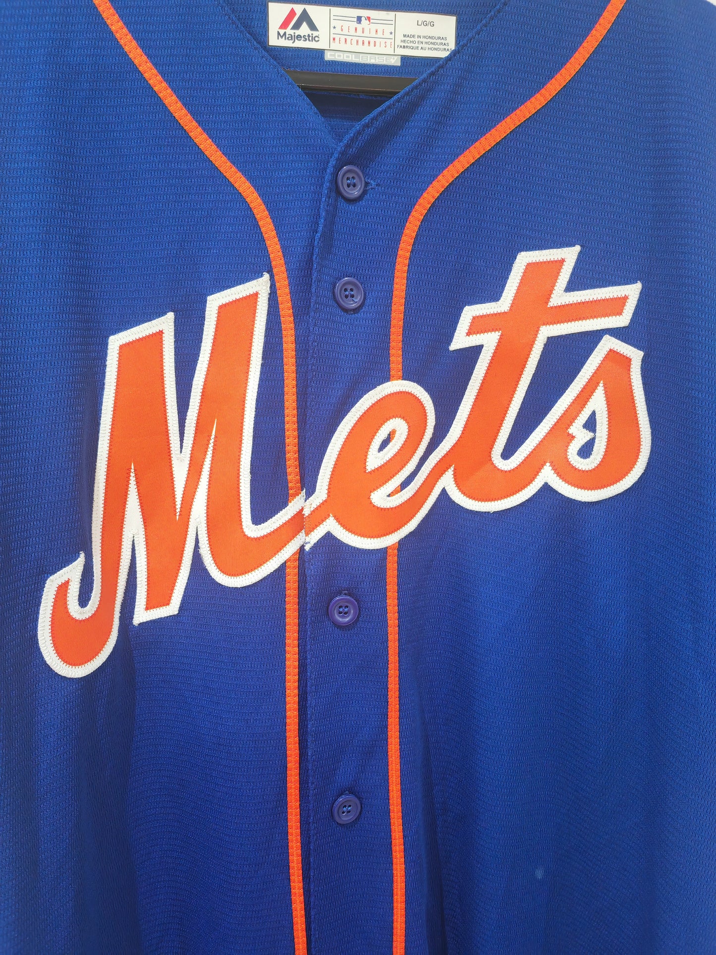 Majestic New York Mets MLB Baseball Jersey, Blue, Size Large