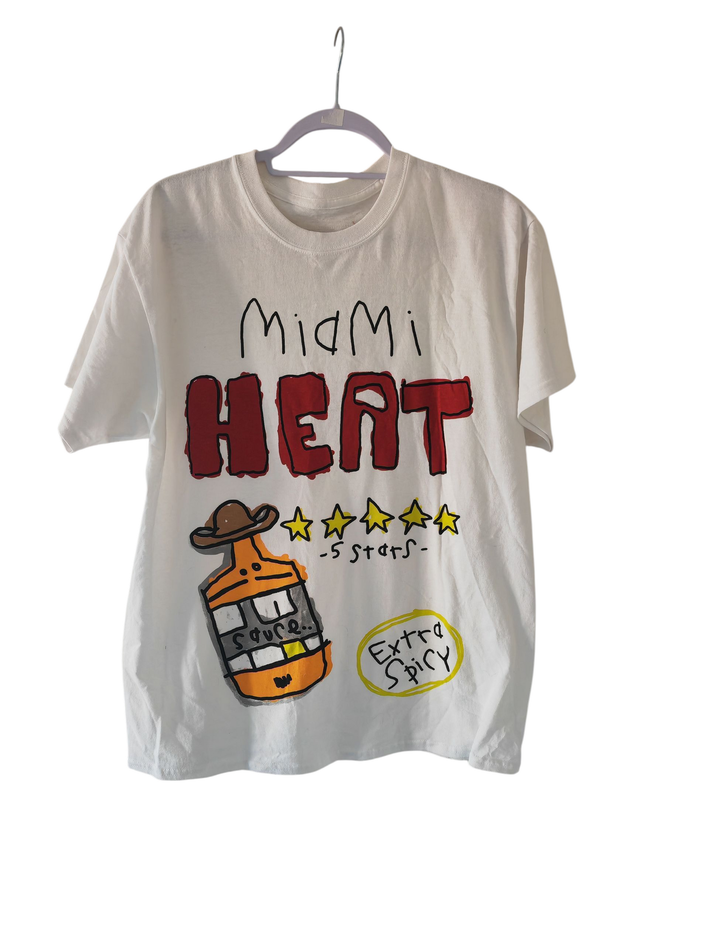 NBA Lab Miami Heat Short Sleeve T Shirt, White, Size Large