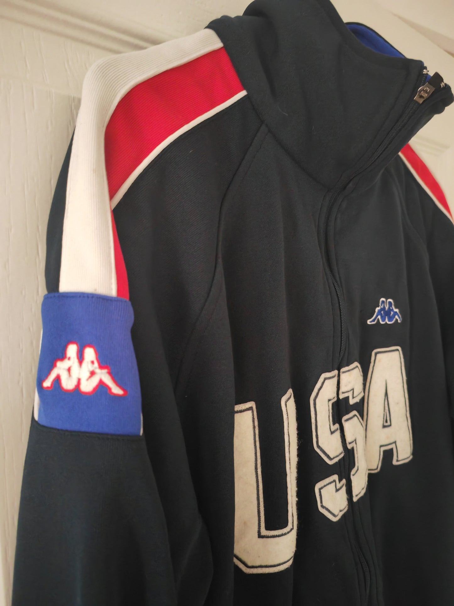 Kappa USA Full Zip Track Jacket, Navy Blue, Size Small