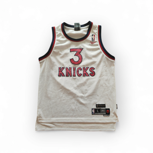 Reebok Hardwood Classics New York Knicks Jersey, #3 Marbury, White, Size YL