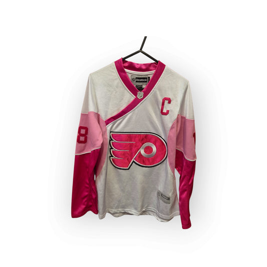Women's Reebok Philadelphia Flyers NHL Jersey, #18 Richards, White/Pink, Size Small