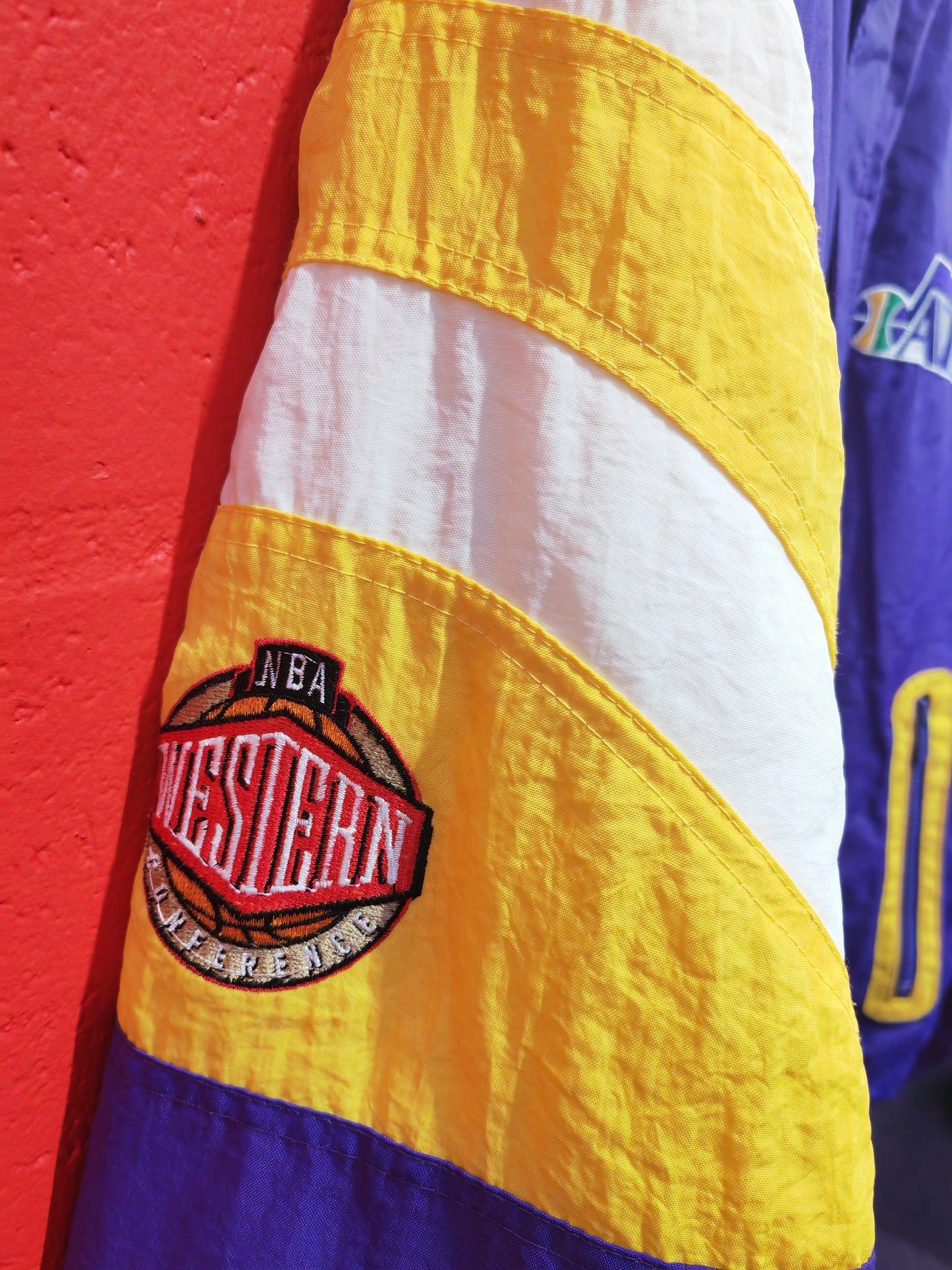 Starter Vintage Utah Jazz NBA Full Zip Jacket, Purple/Yellow, Size Medium