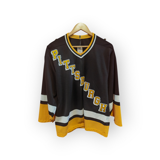 CCM Pittsburgh Penguins NHL Hockey Jersey, #66 Lemieux, Black, Size Small