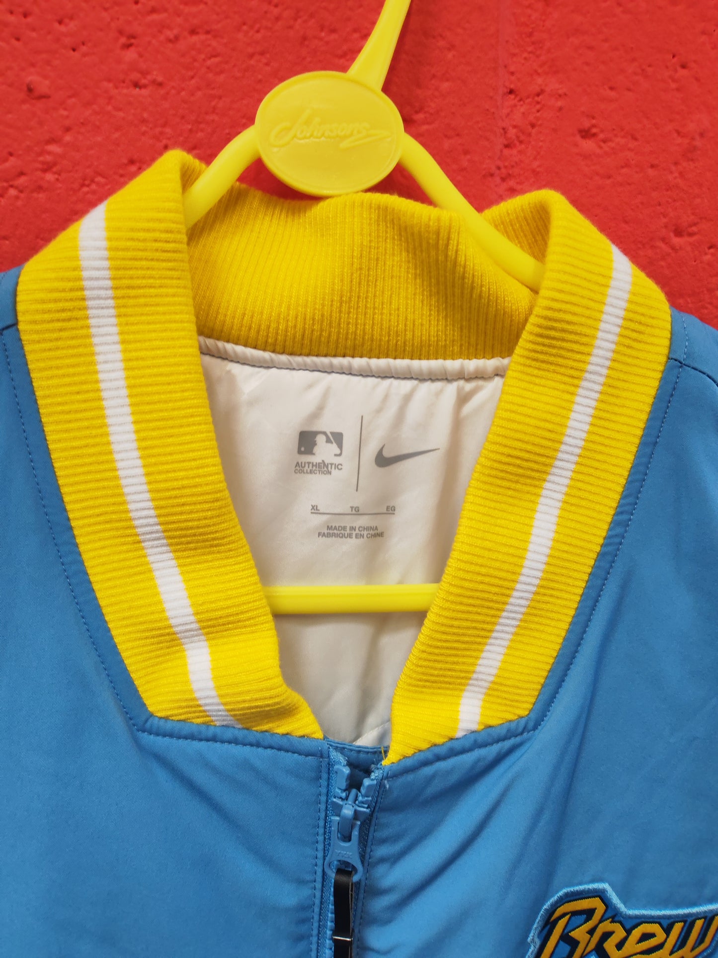 Nike Milwaukee Brewers MLB City Connect Full Zip Sideline Coat, Blue, Size XL