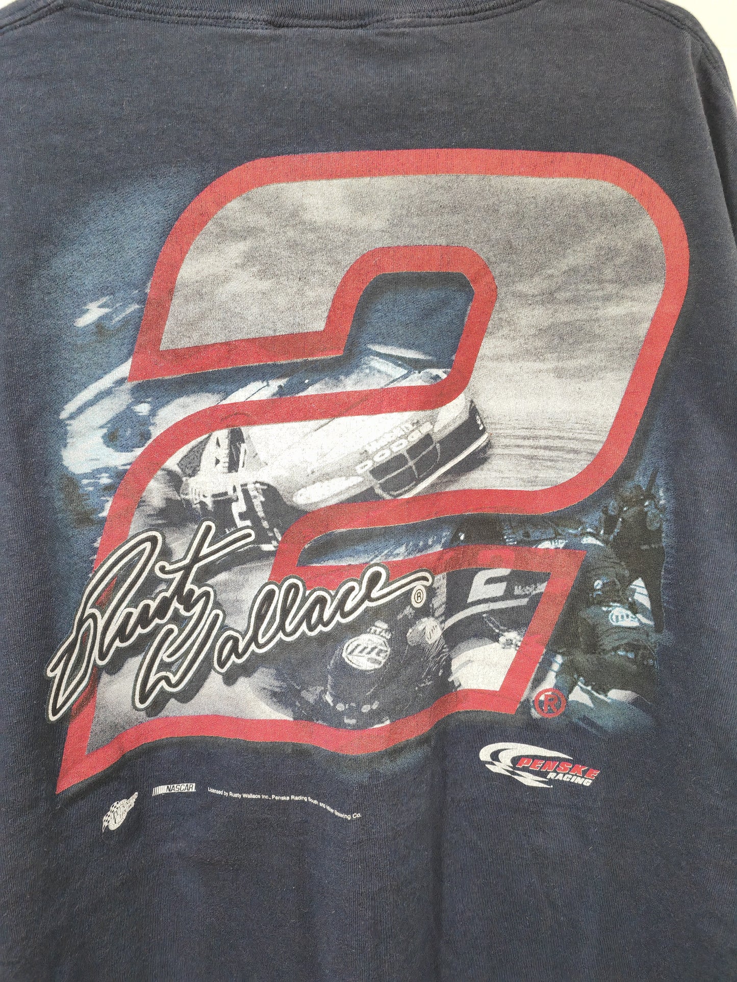 Winners Circle Rusty Wallace NASCAR Short Sleeve T Shirt, Navy Blue, Size XL