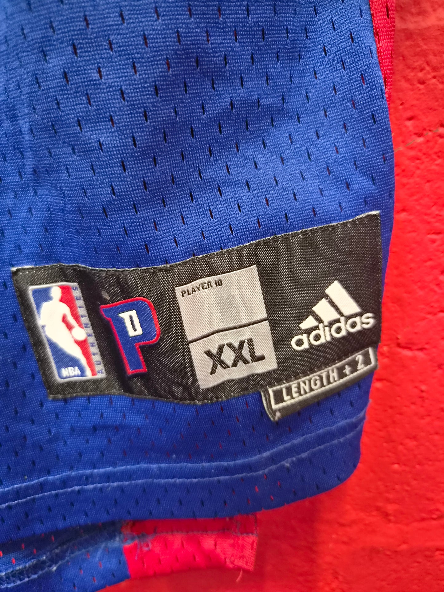 Adidas Detroit Pistons NBA Jersey, #1 Billups, Blue, Size XXL +2 Length
