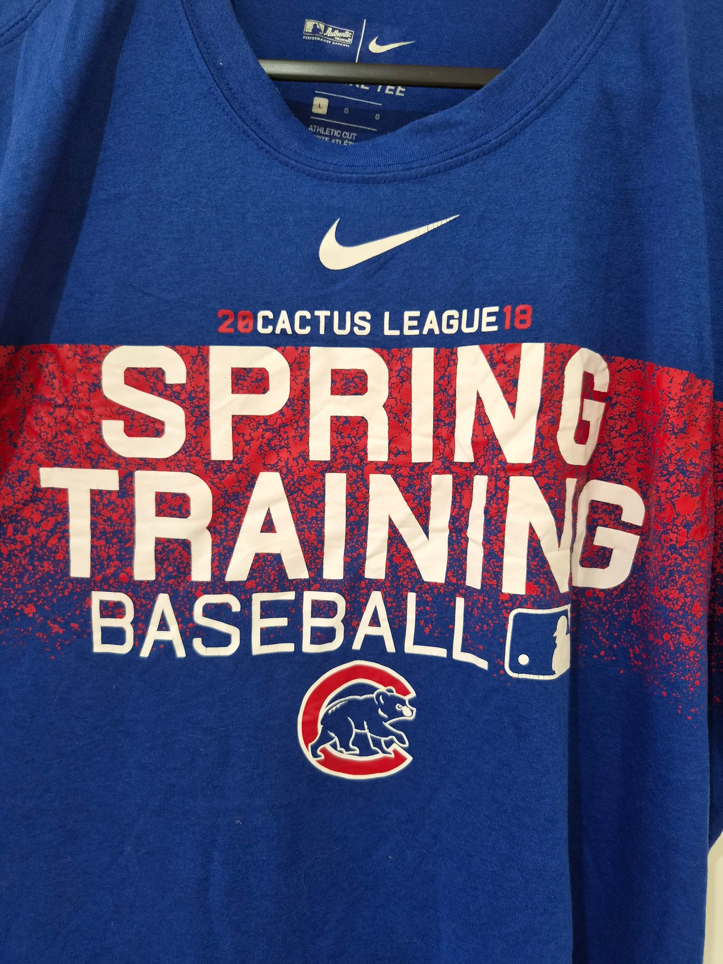 Nike Dri-fit Chicago Cubs MLB 2018 Spring Training T Shirt, Blue, Size Large