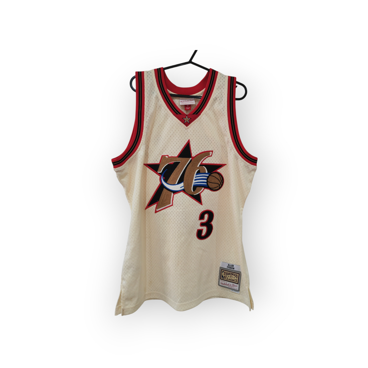Mitchell & Ness Philadelphia 76ers NBA Chain Stitch Jersey, #3 Iverson, Size Large