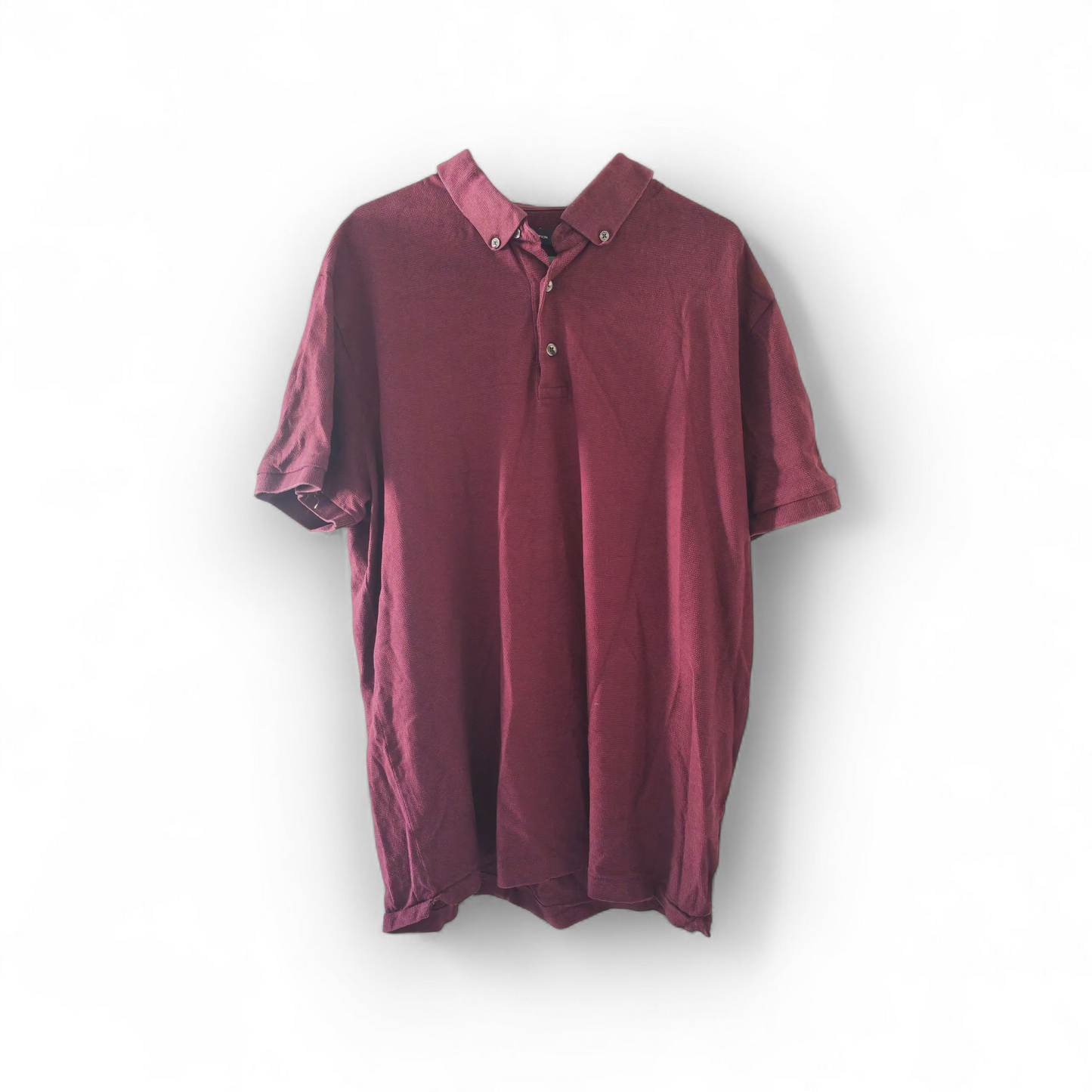 French Connection Short Sleeve Polo Shirt, Burgundy, Size Large