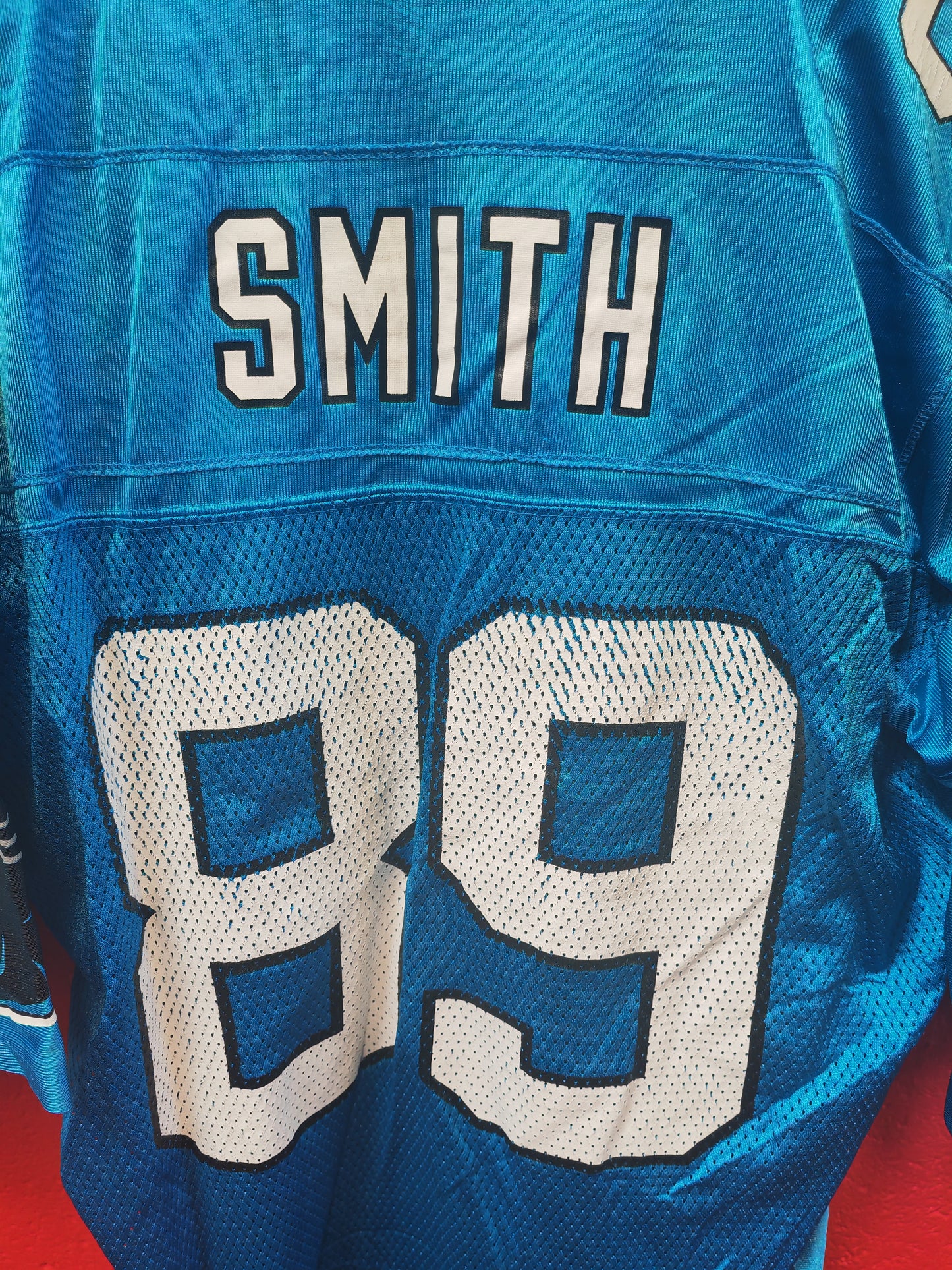 Reebok Carolina Panthers NFL Jersey, #89 Smith, Blue, Size Large