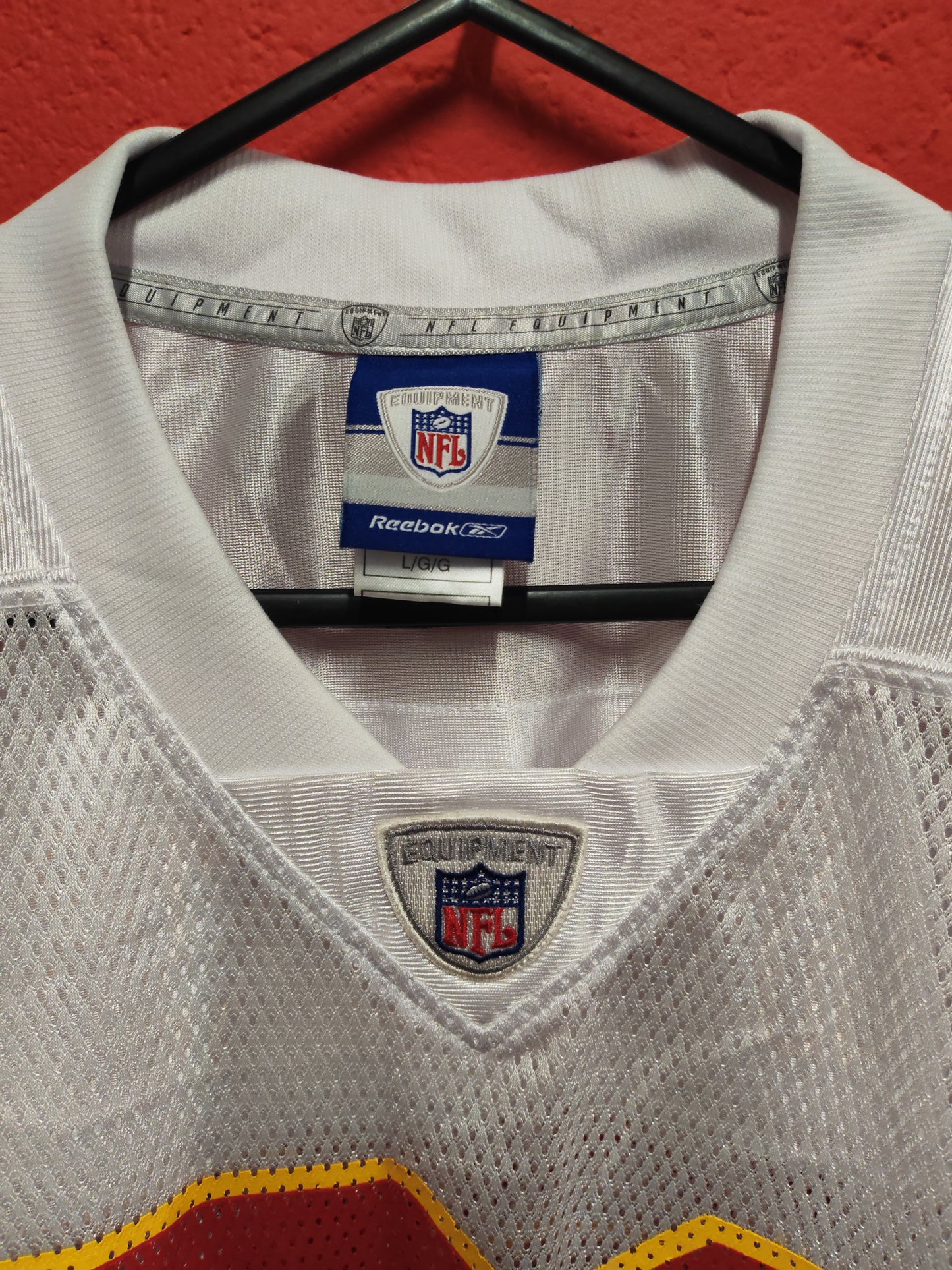 Reebok Kansas City Chiefs NFL Jersey, #31 Holmes, White, Size Large