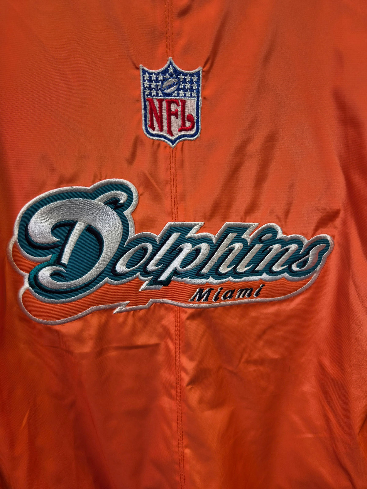 Reebok Miami Dolphins Long Sleeve Pullover Windreaker Jacket, Orange, Size XXL