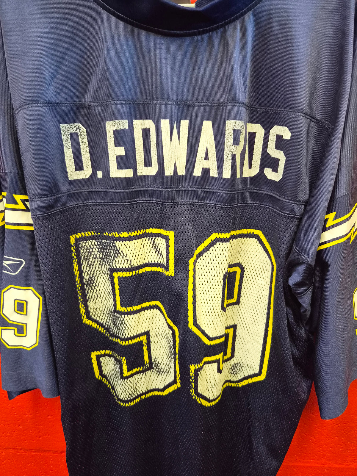 Reebok San Diego/LA Chargers NFL Jersey, #59 D Edwards, Navy, Size XXL