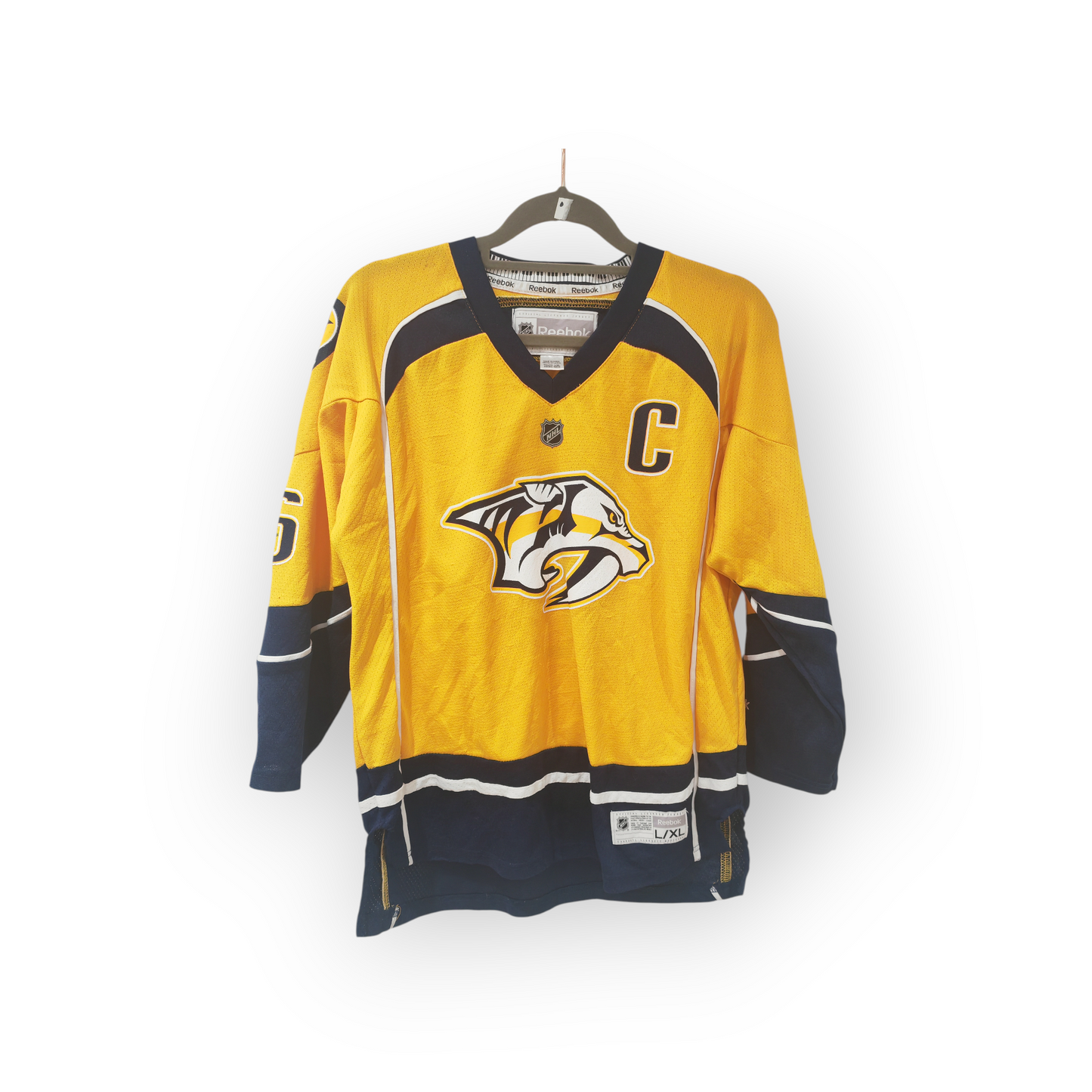 Youth Reebok Nashville Predators NHL Hockey Jersey, #6 Weber, Yellow, Size YL/XL