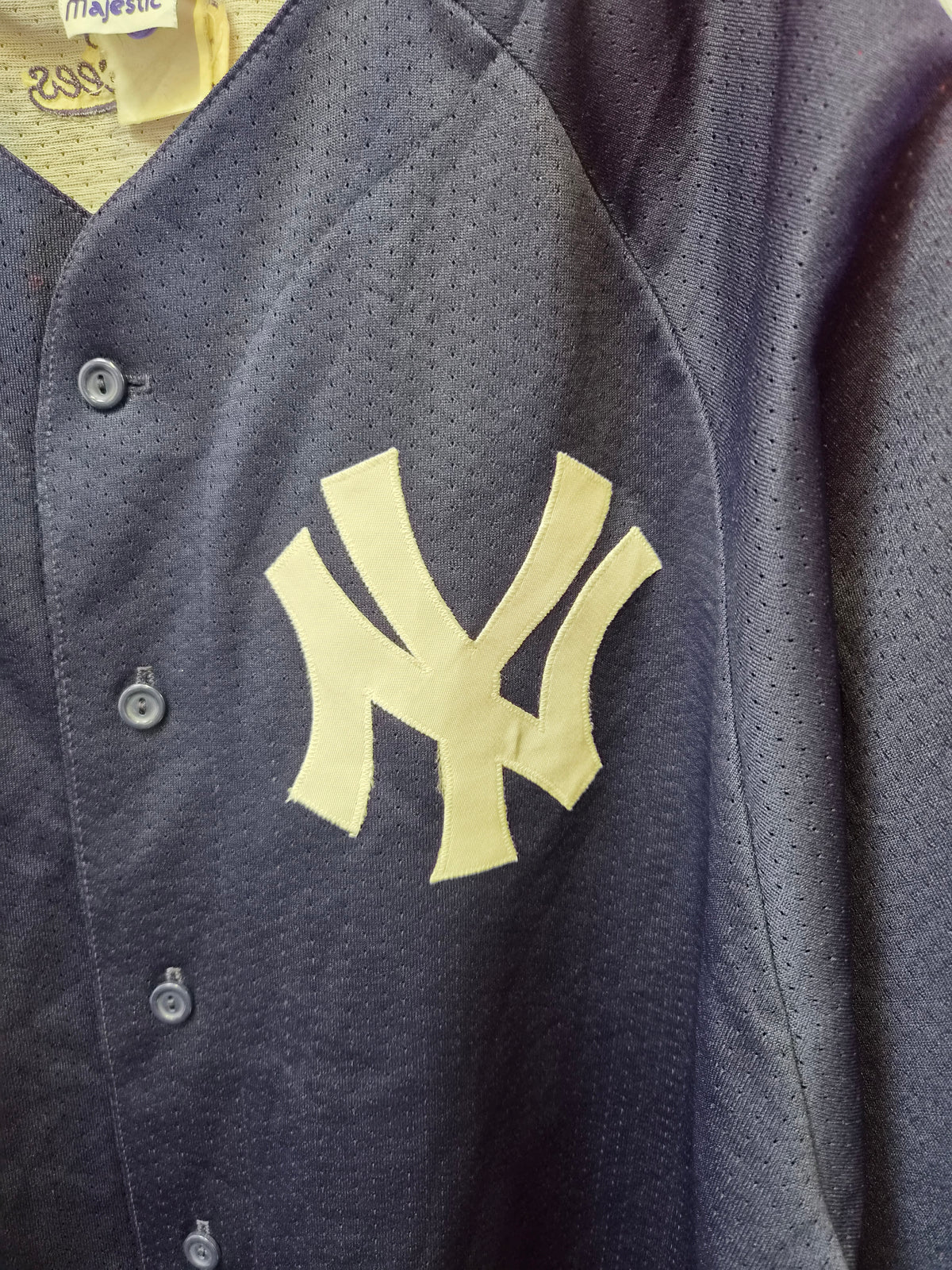 Majestic New York Yankees MLB Baseball Jersey, Navy/Grey, Size XXL