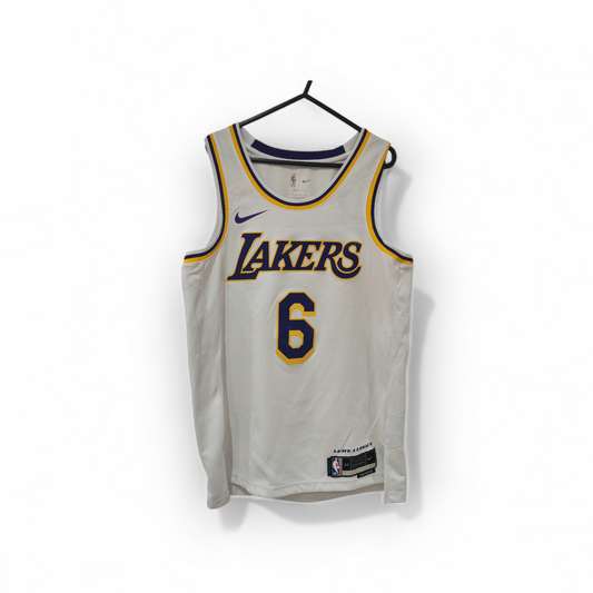 Nike Los Angeles Lakers Association Edition Jersey, #6 James, White, Size Medium