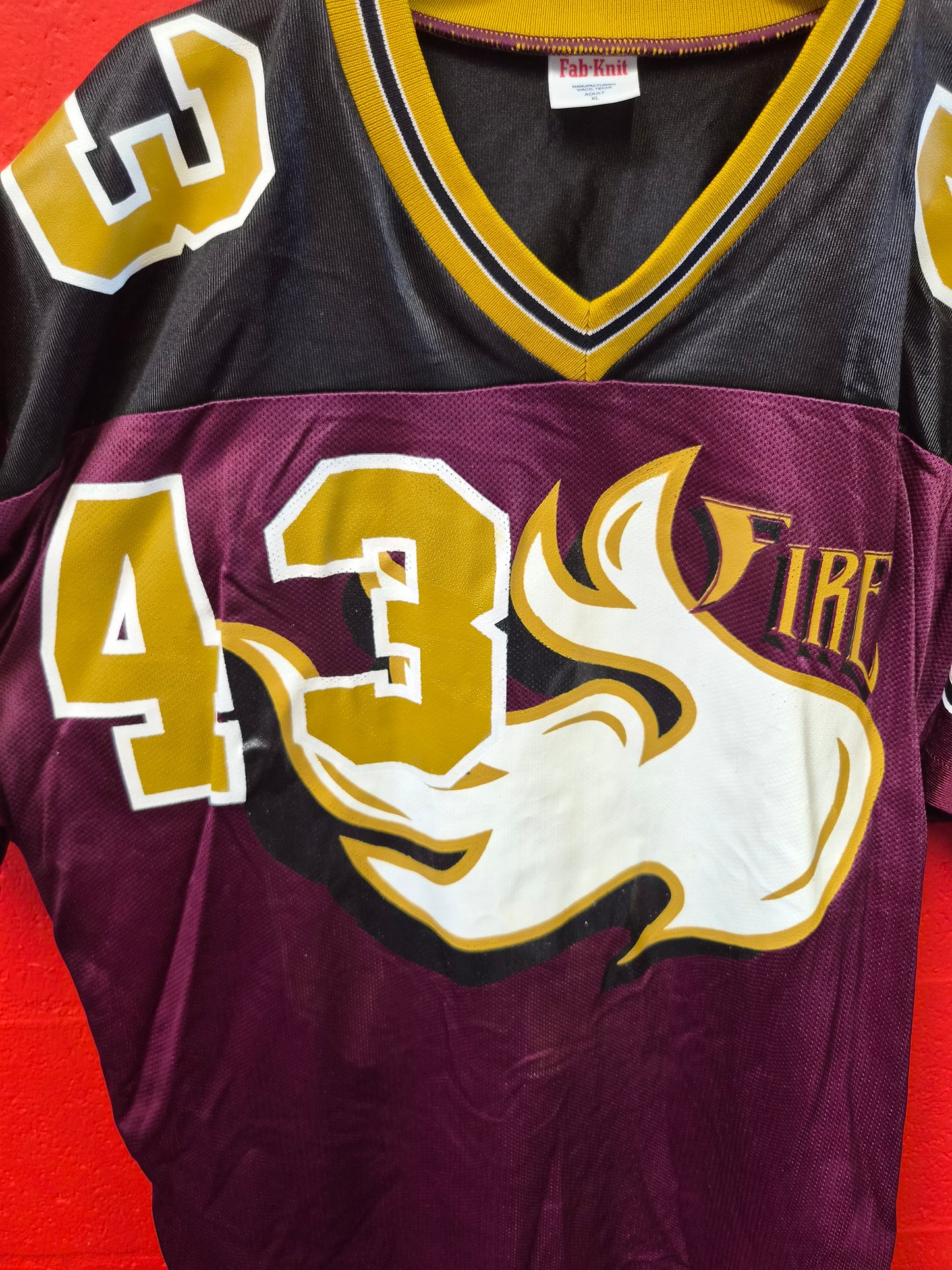Fab-Knit Rhein Fire NFL Europe Jersey, #43, Burgundy, Size XL
