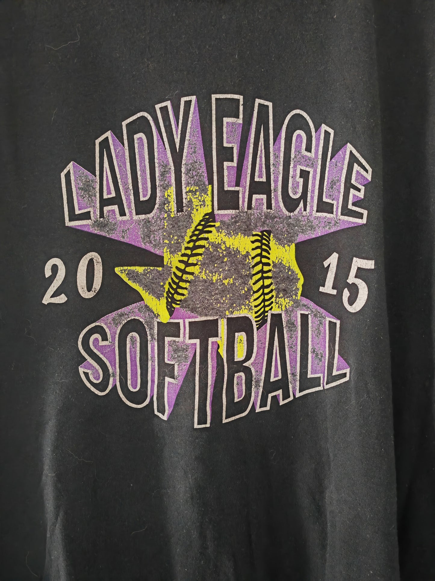 Gildan Lady League Softball Short Sleeve T Shirt, Black, Size Large