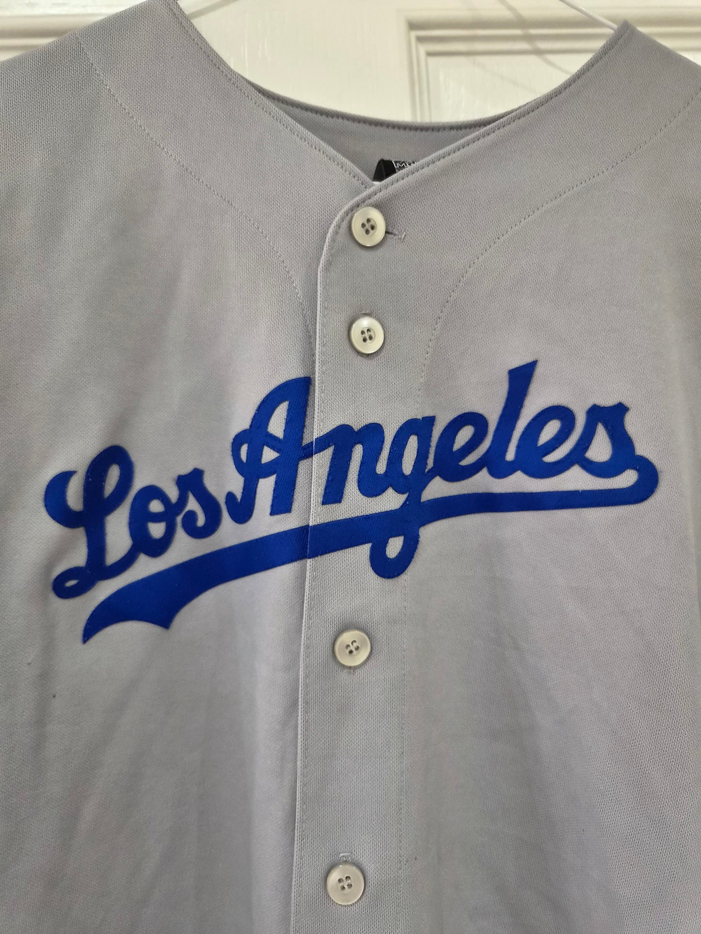 Youth Majestic Los Angeles Dodgers MLB Jersey, #10 Halpern, Grey, Size YM/L