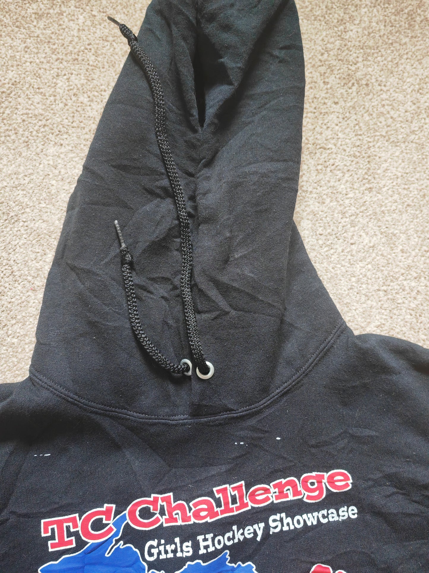 Jerzees Girls Hockey Showcase Pullover Hoodie, Black, Size Medium