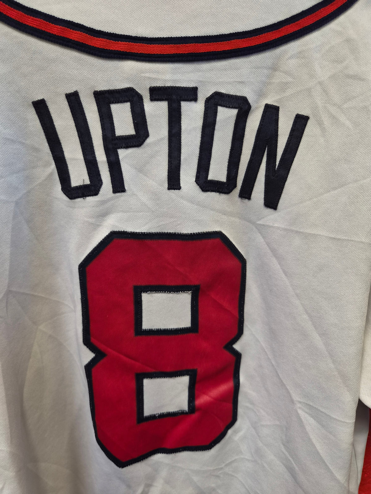 Majestic Atlanta Braves MLB Baseball Jersey, #8 Upton, White, Size Medium